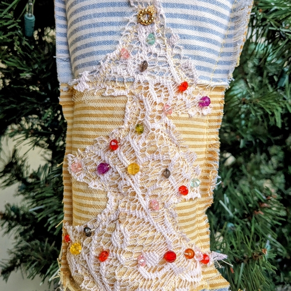 OOAK Handmade Christmas Stocking Perfect Gift for Teachers, Friends, Coworkers - Picture 2 of 5